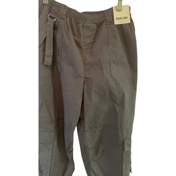Rachel Paige L Utility Cargo Pants Gray Lightweight Back Elastic Waist D-Rings - Picture 7 of 14